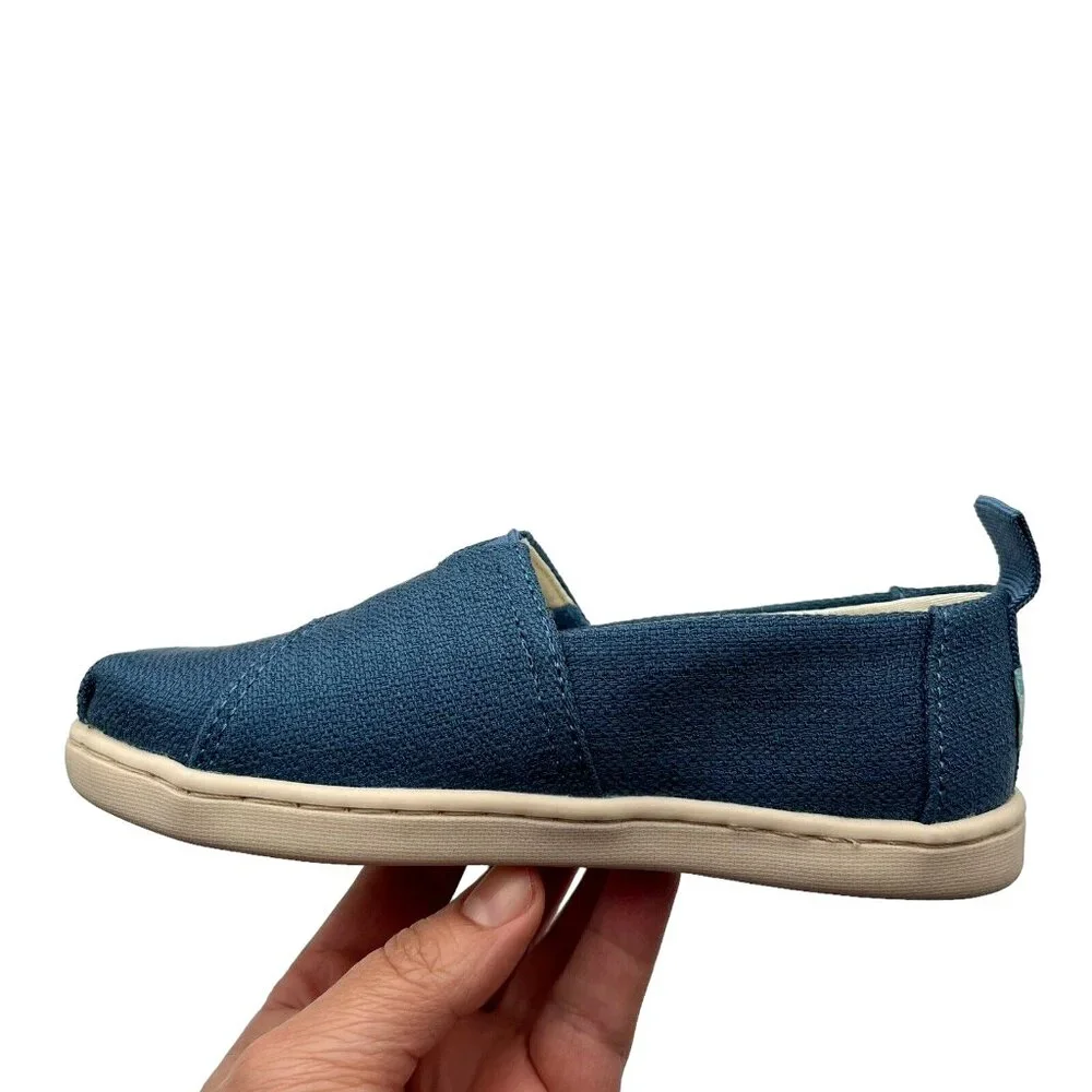 Toms Toddler Girls Alpargata Slip-on Shoes Size 10 Ocean Blue Lightweight& Comfy